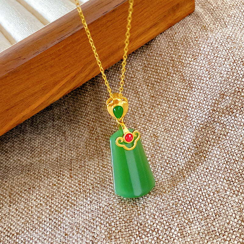 Sweet Minimalist Brass Gourd Pendant with Cubic Zirconia Inlay on Titanium Steel Cable Chain Necklace for Women