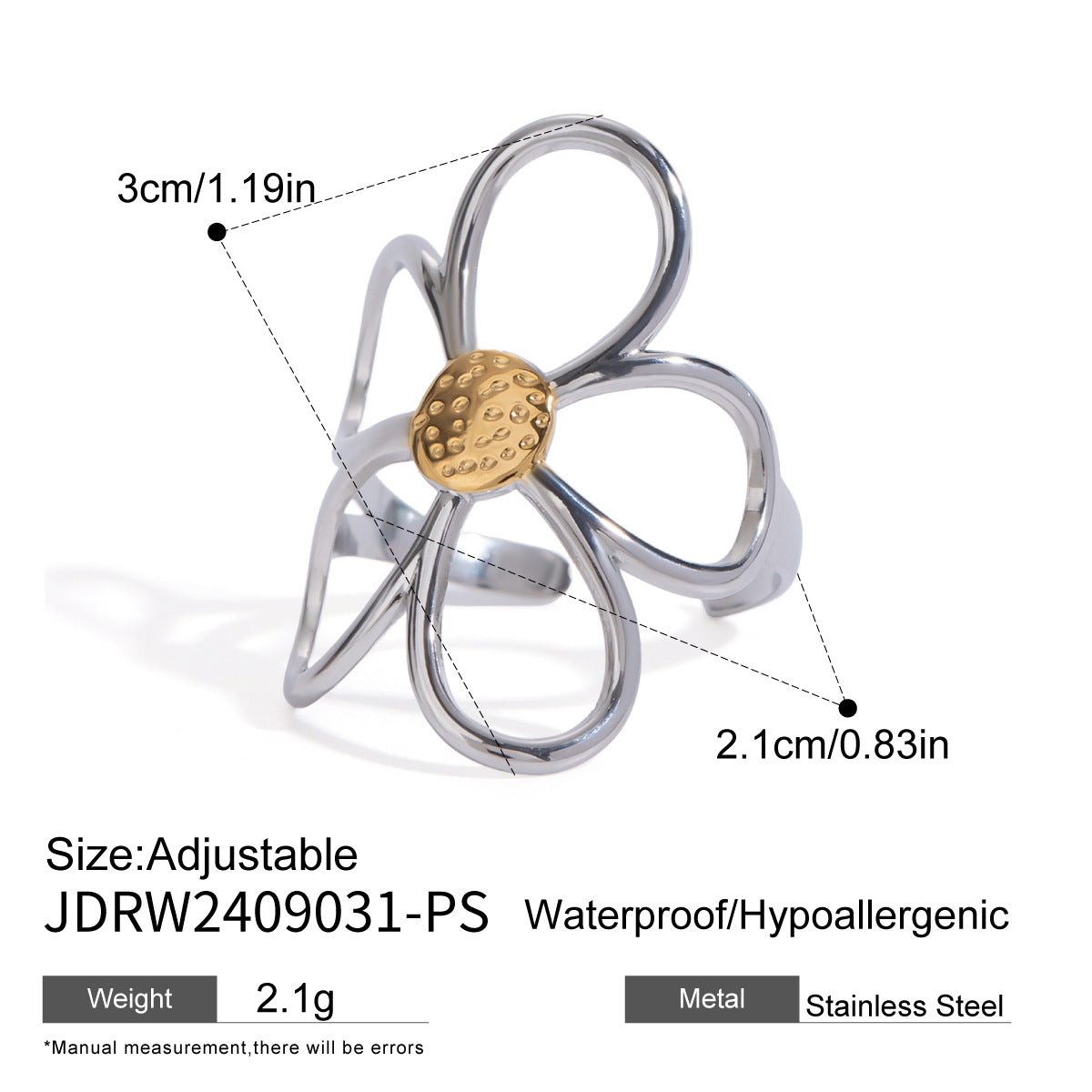 Elegant Geometric Floral Titanium Steel Ring with Pearl Inlay Plated Finish for Women
