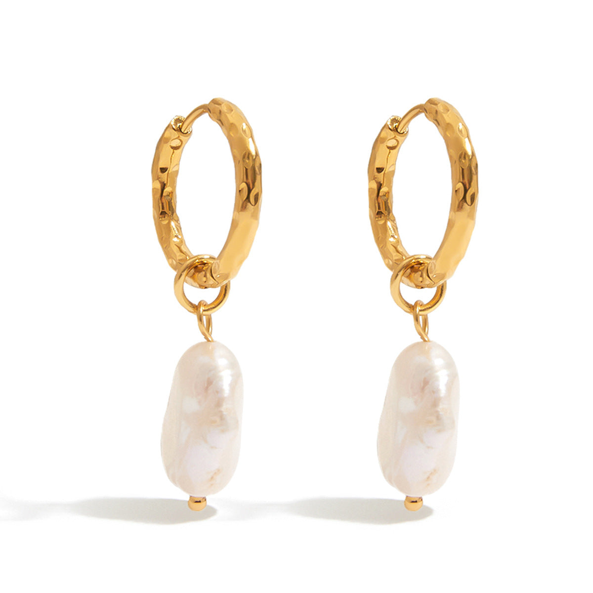 Elegant Geometric Pearl Inlay Plated Stainless Steel Earrings for Women