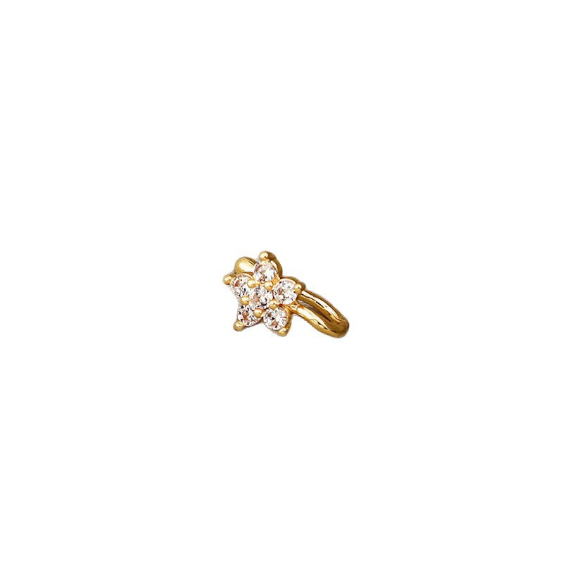 Minimalist Geometric U-Shaped Nose Clip Brass 18K Gold Plated Cubic Zirconia Adjustable Charm Bar