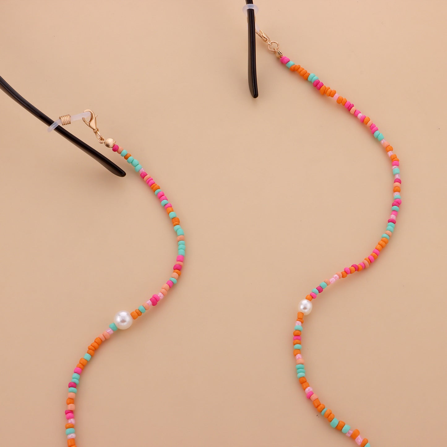 Trendy Colorful Pearl Beaded Alloy Eyeglass Chain for Women
