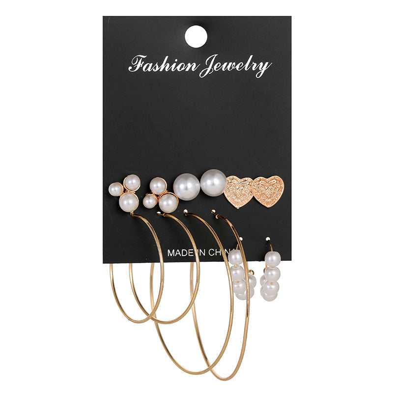 Minimalist Sweet Geometric Floral Micro-inlay Crystal Alloy Earrings for Women