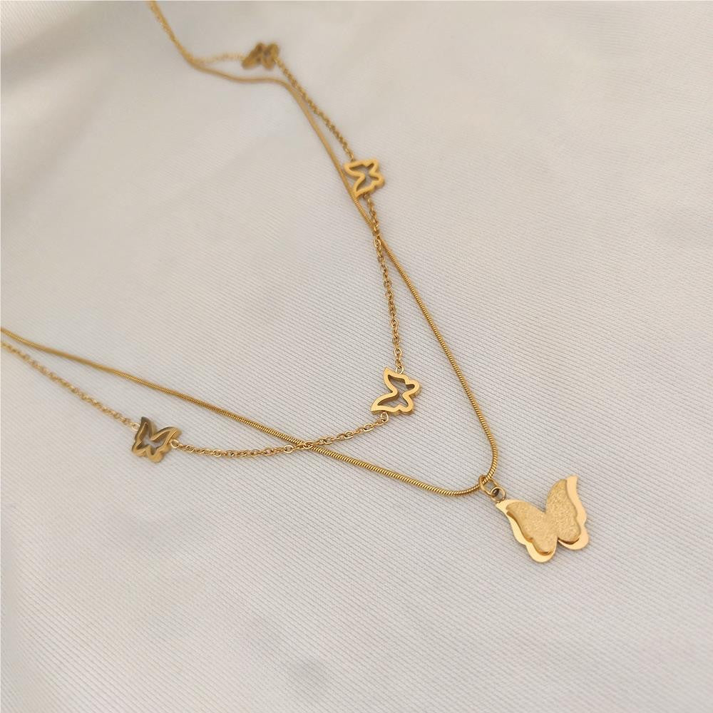 Minimalist Butterfly Titanium Steel Necklace for Women