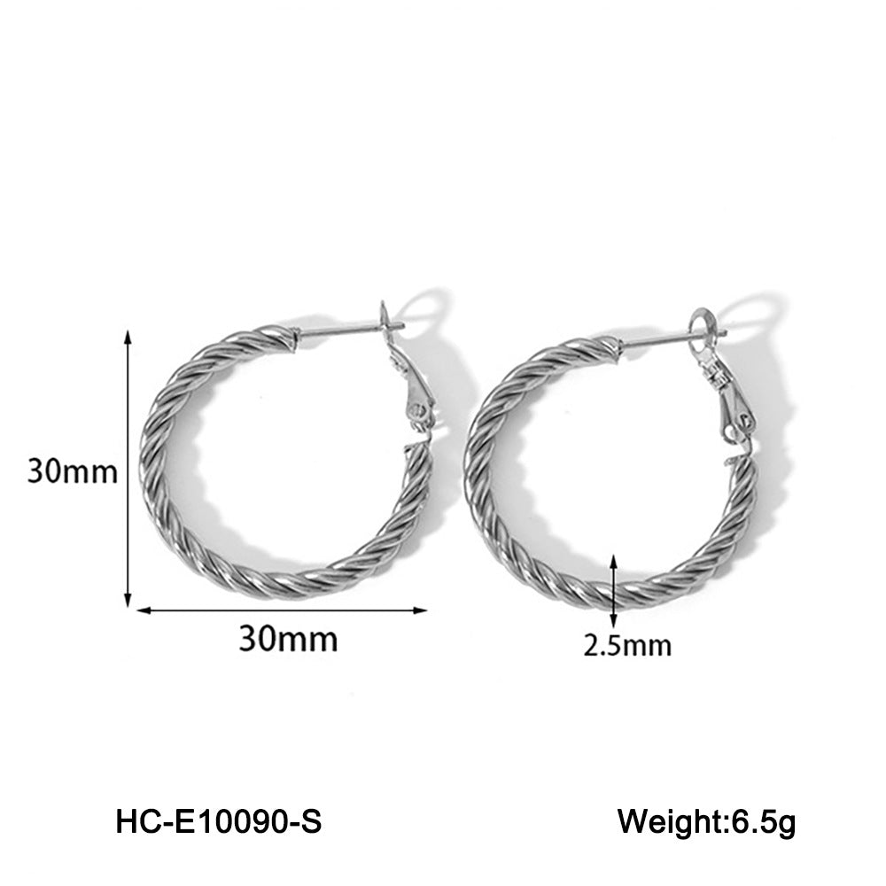 Geometric Twist Stainless Steel Earrings with Vacuum Plating for Hypoallergenic Wear
