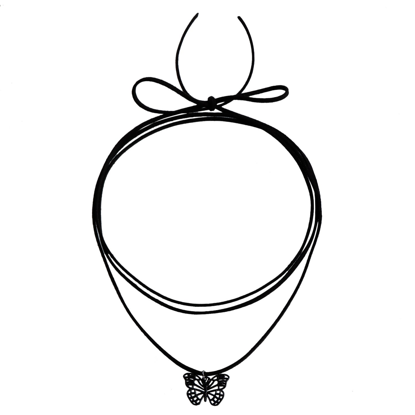 Minimalist Adjustable Black Butterfly Pendant Necklace in Alloy with Plated Finish for Women