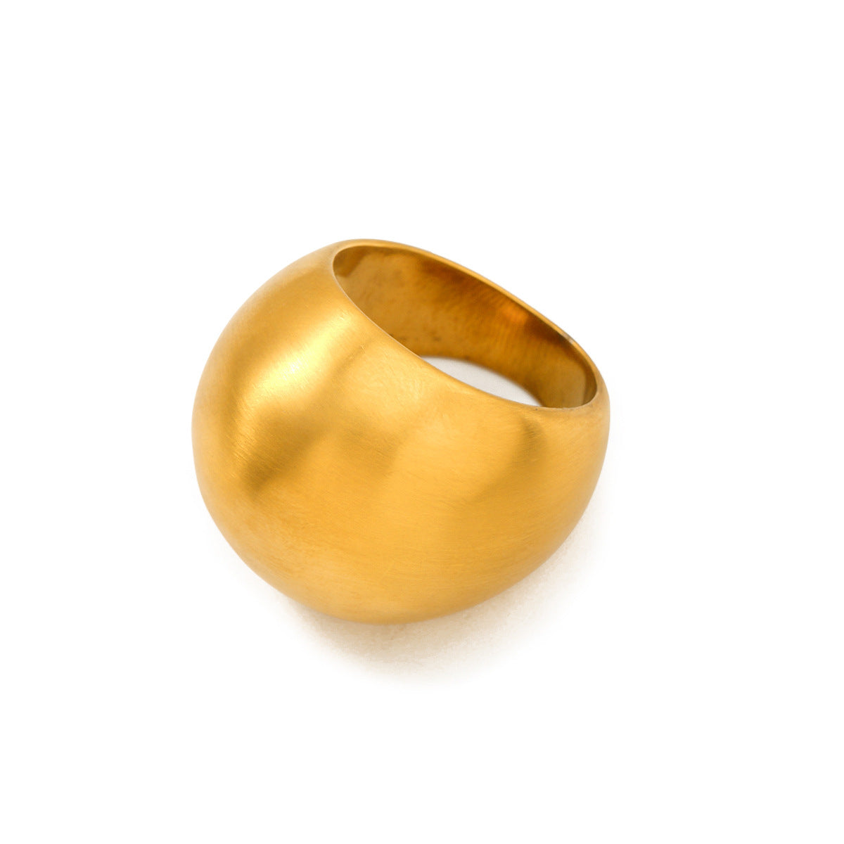 Anello da donna minimalista geometrico in acciaio inossidabile opaco spazzolato con placcatura in oro 18 carati