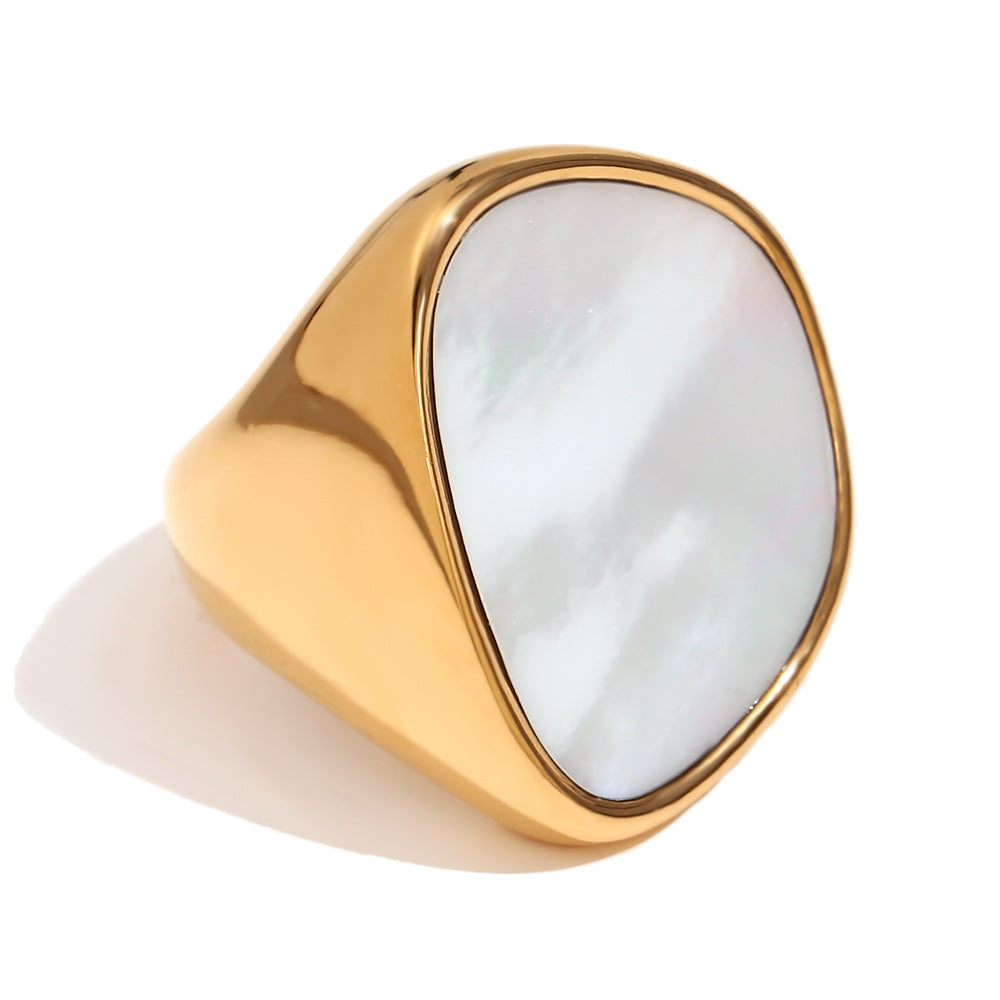 Anello geometrico minimalista da donna in acciaio inossidabile placcato oro 18 carati