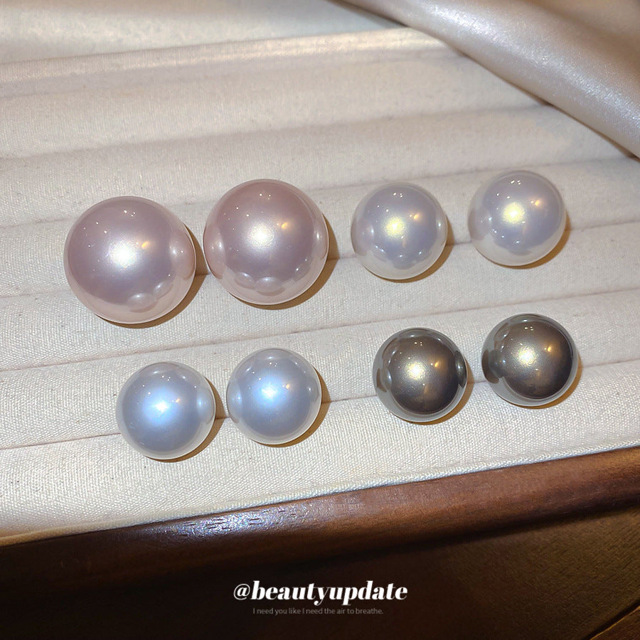 Orecchini a perno con perla geometrica minimalisti placcati argento da donna — Gioielli eleganti di lusso pronti per l'ufficio con perni in acciaio inossidabile