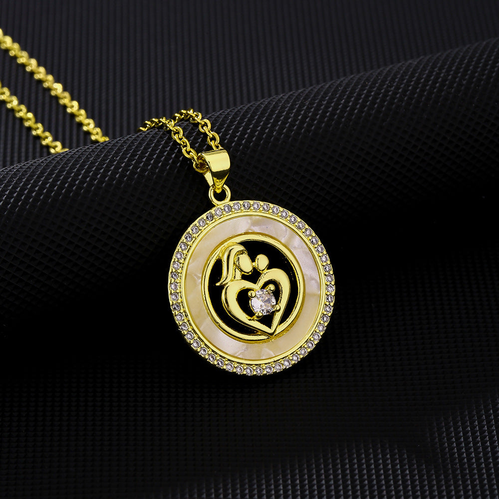Elegante collana in acciaio inossidabile a forma di cuore con intarsio di zirconi per donna, gioiello con pendente e catena a O
