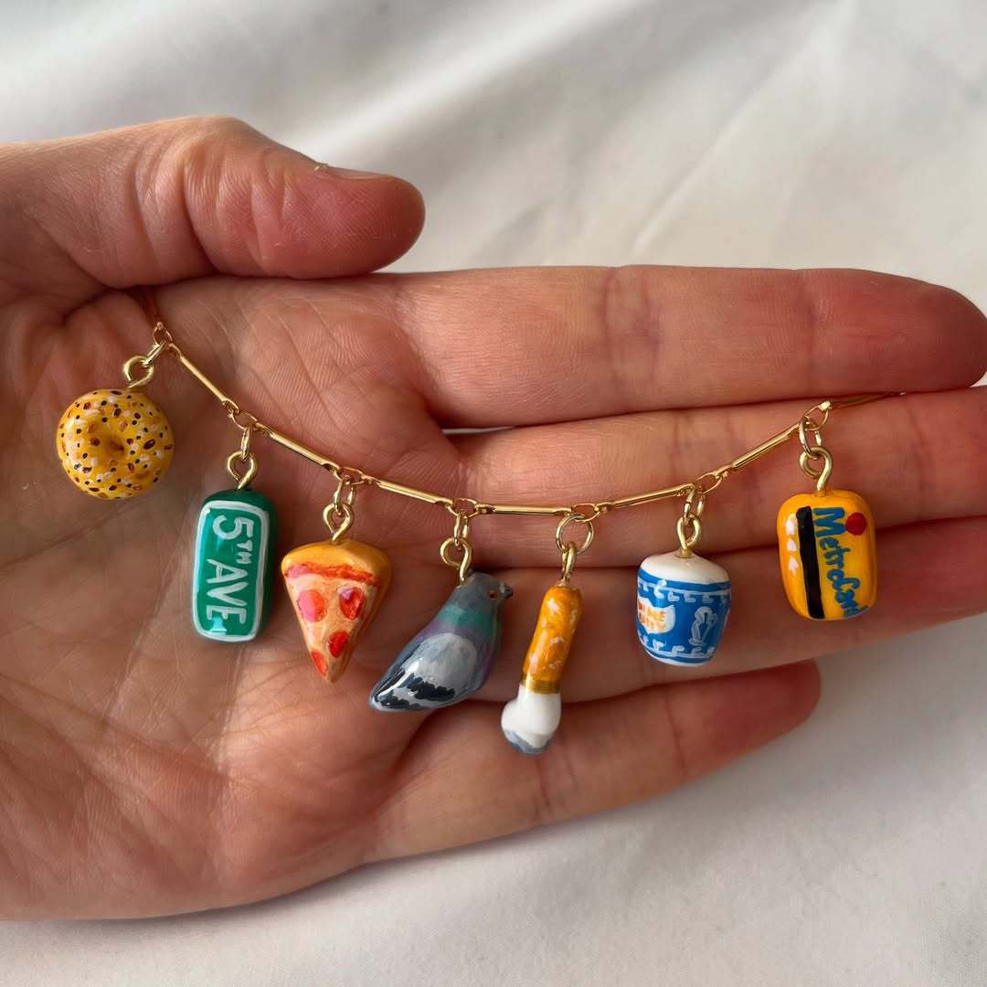 Sweet Geometric Brass Plated Food Series Charm Bar Necklace with Corn Chain