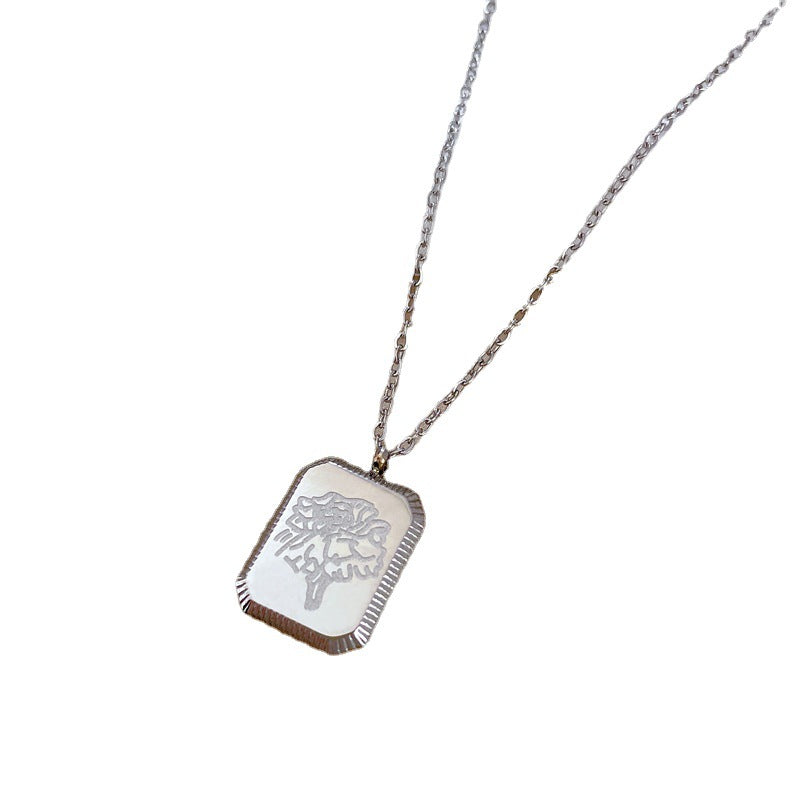 Luxury Minimalist Sweet Geometric Titanium Steel Stainless Steel Necklace with Rhinestone Inlay for Women
