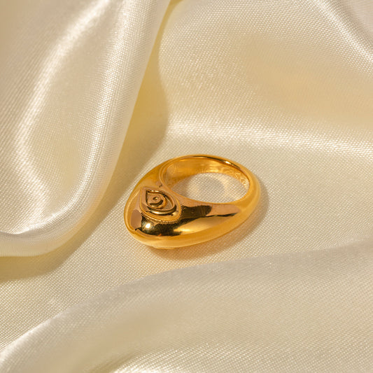 Anello per labbra a doppio lato con occhio di Allah geometrico in acciaio inossidabile placcato oro 18 carati stile Ins per donne