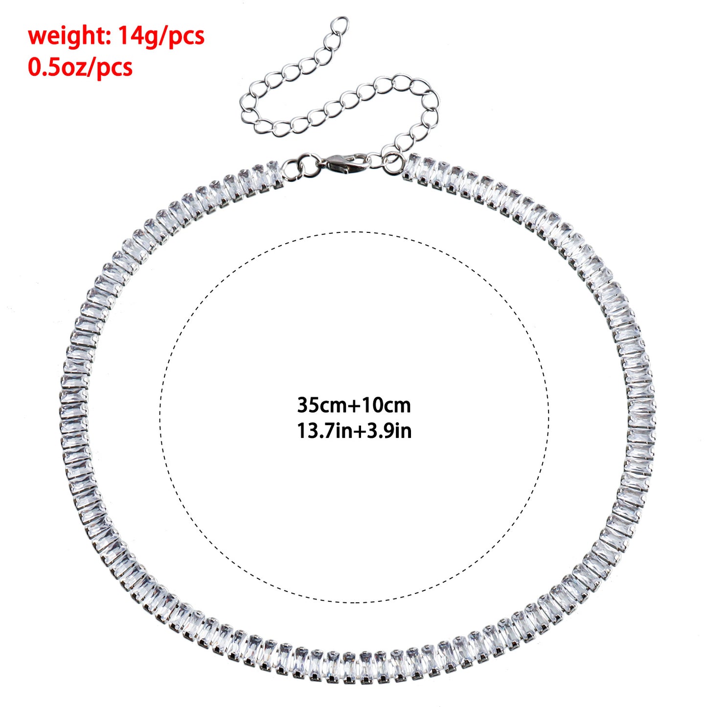 Conjunto de collar, pulsera y pendientes de circonita cristalina ajustables de estilo geométrico para mujer