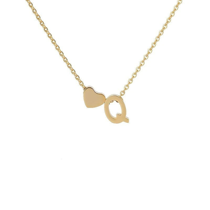 Collana Minimalista con Ciondolo a Cuore in Acciaio Inossidabile, Charms in Acciaio al Titanio e Finitura Placcata per Uomo e Donna