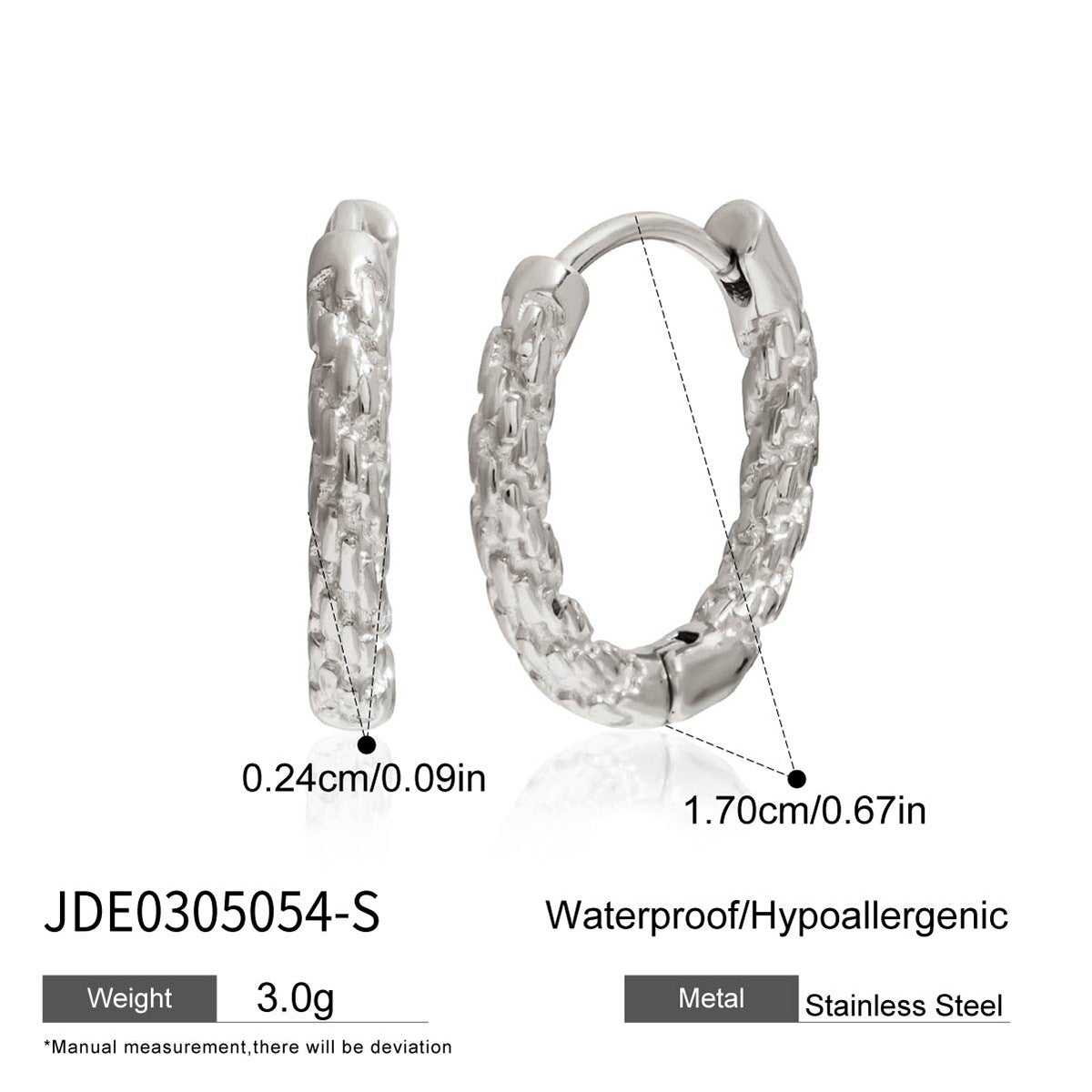 Orecchini geometrici in acciaio inossidabile con texture martellata e placcatura in oro, accessorio di moda di lusso da donna