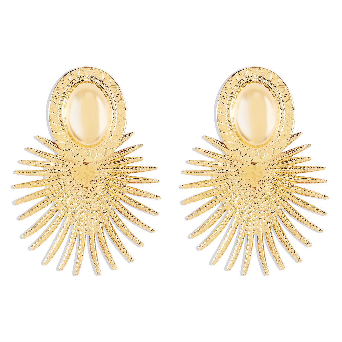 Pendientes de borla geométricos en forma de abanico, estilo dulce-atrevido, para mujer con acabado de hierro galvanizado
