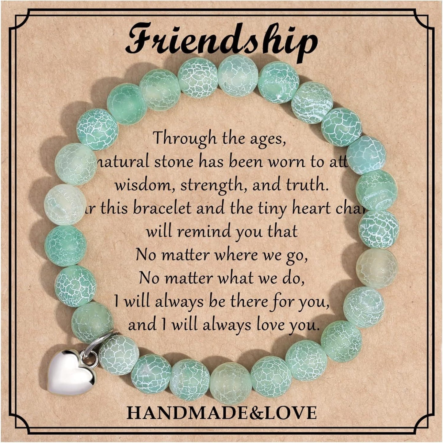 Sweet Zebra Print Heart Geometric Turquoise Beaded Bracelet