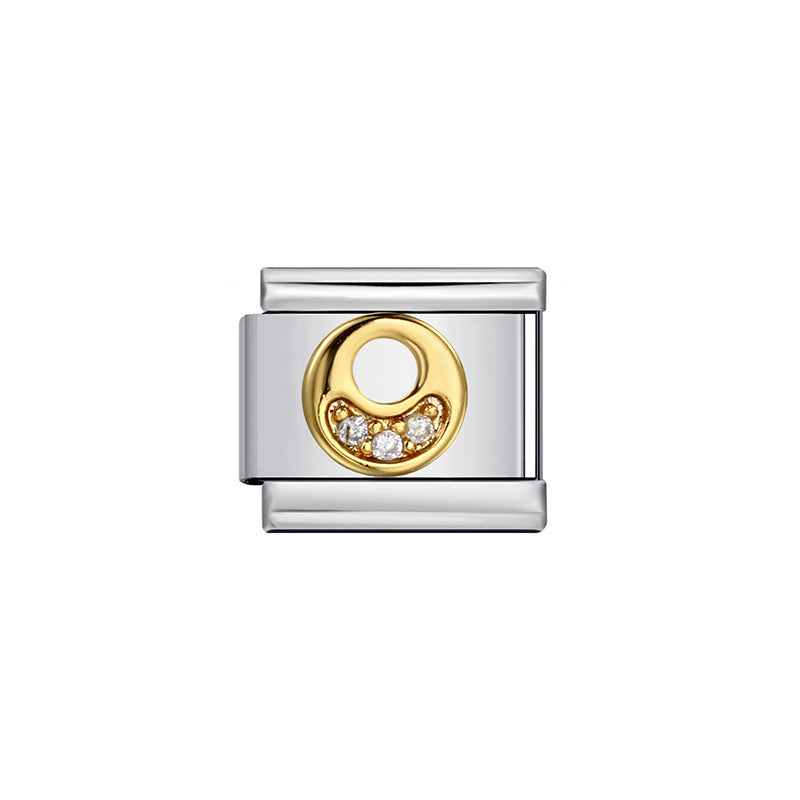 Gold Plated Stainless Steel Letter Charm Bar Bracelet DIY Modular Detachable Unisex
