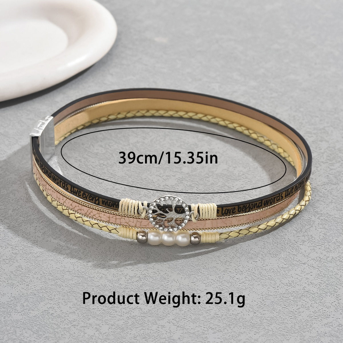 Bracciale in pelle con perle e design geometrico, stile vintage e minimalista Hip-Hop per donna