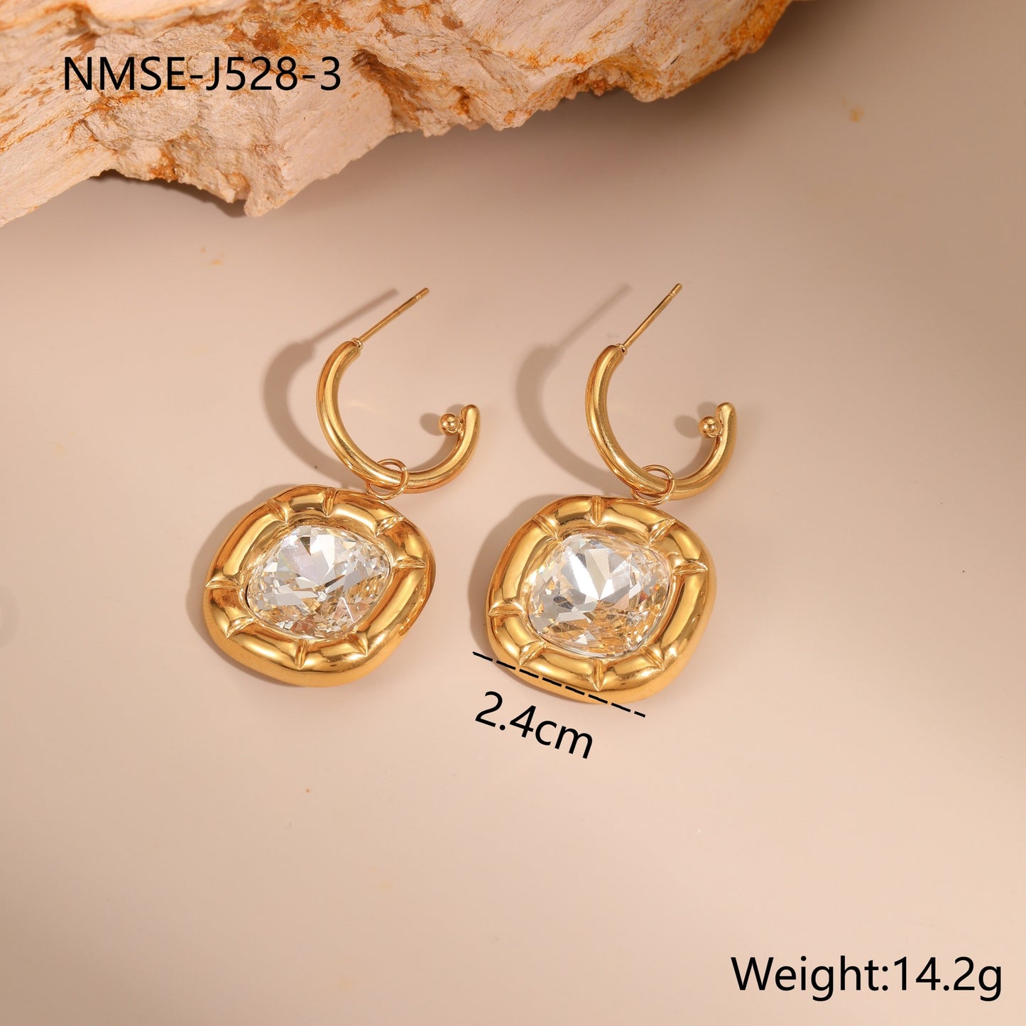 Orecchini a Cerchio Geometrici in Acciaio Inossidabile con Placcatura in Oro 18K e Intarsio di Zirconi Colorati da Donna