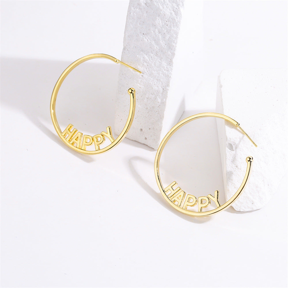 Minimalist Geometric Hoop Earrings in Copper with 14K Gold Plating and 925 Sterling Silver Posts for Women