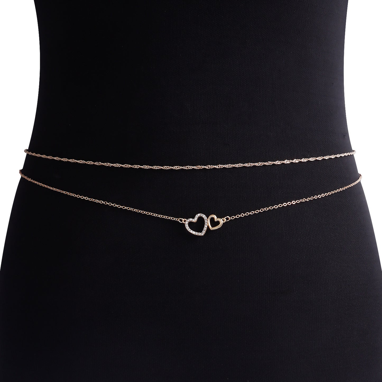 Punk Style Geometric Heart Pendant Waist Chain for Women in Metal with Double Loop Design