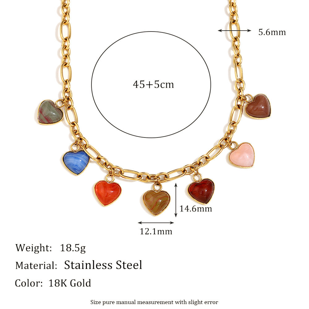 Collana con Ciondolo a Cuore Irregolare in Stile Francese Vintage in Acciaio Inossidabile con Placcatura in Oro 18K da Donna