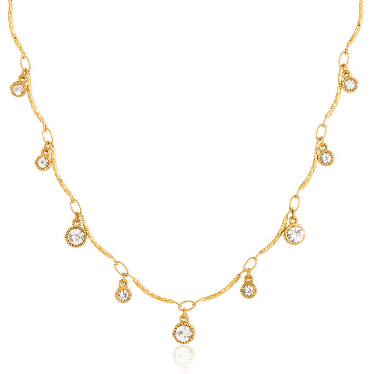 18K Gold Plated Stainless Steel Heart Necklace with Cubic Zirconia for Women