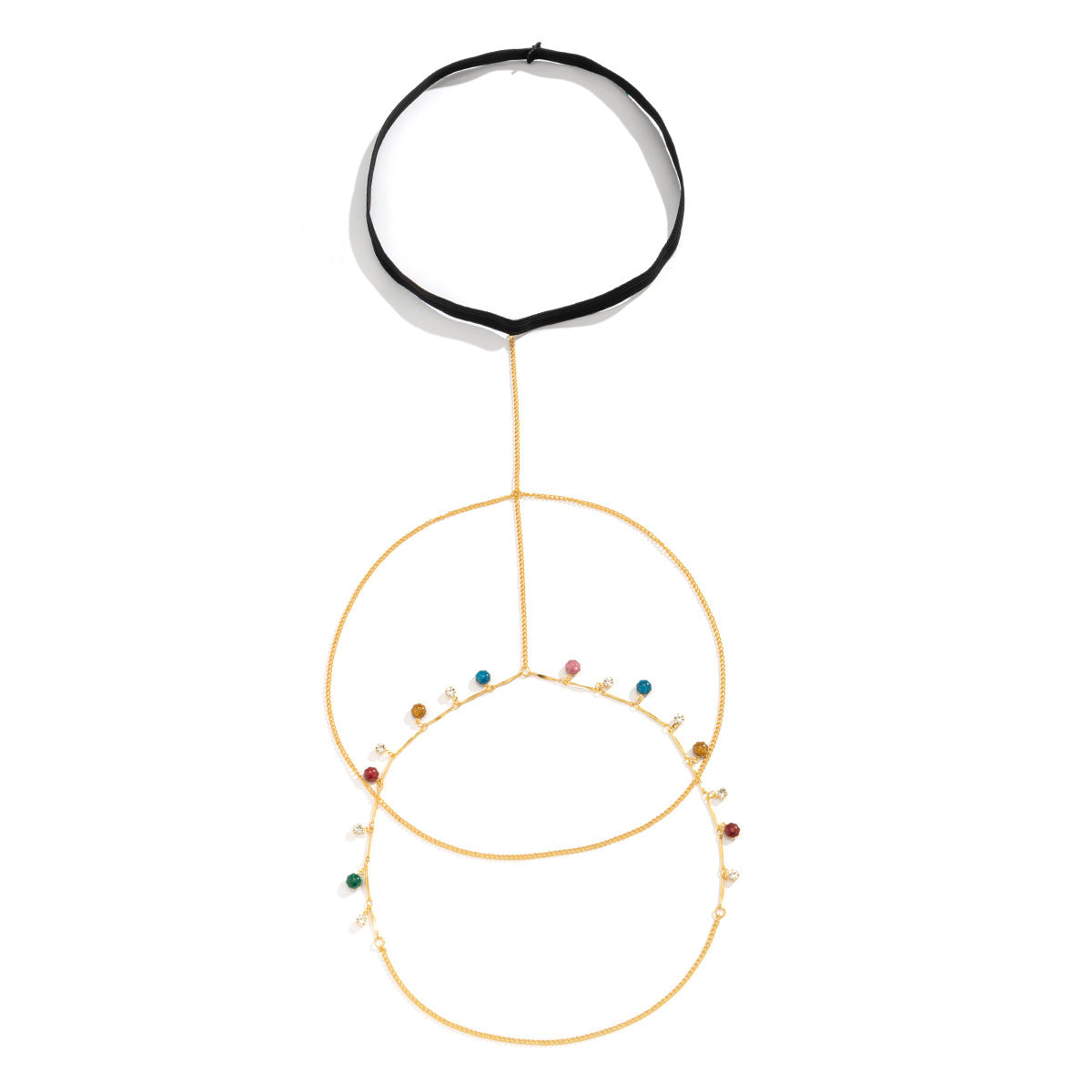 Cavigliera minimalista in lega a forma di frutta con catena elastica a doppio strato e ciondolo a ciliegia con nappina