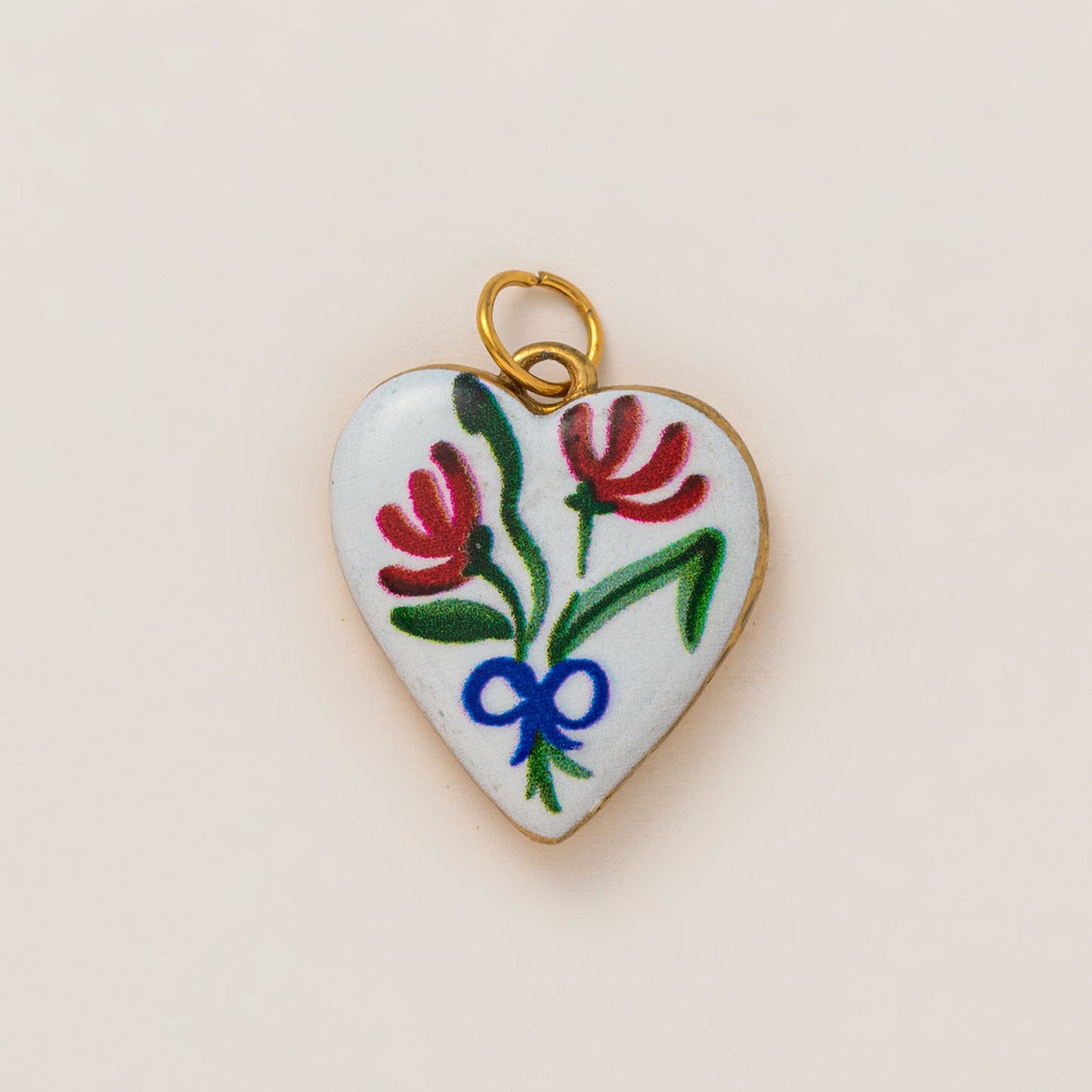 Vintage 18K Gold Plated Stainless Steel Floral Heart Drip Oil Charm Bar