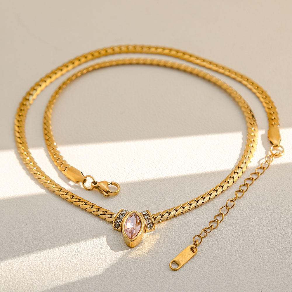 Collana Pendente Occhio Minimalista Geometrica in Acciaio Inossidabile Placcato per Uomo e Donna con Lunghezza Regolabile