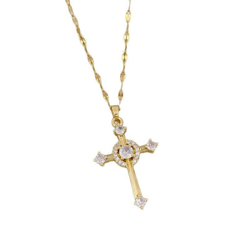 Collana in Stile Cartone Animato con Cuore in Acciaio al Titanio con Pendente in Rame e Intarsio di Strass per Donne e Uomini