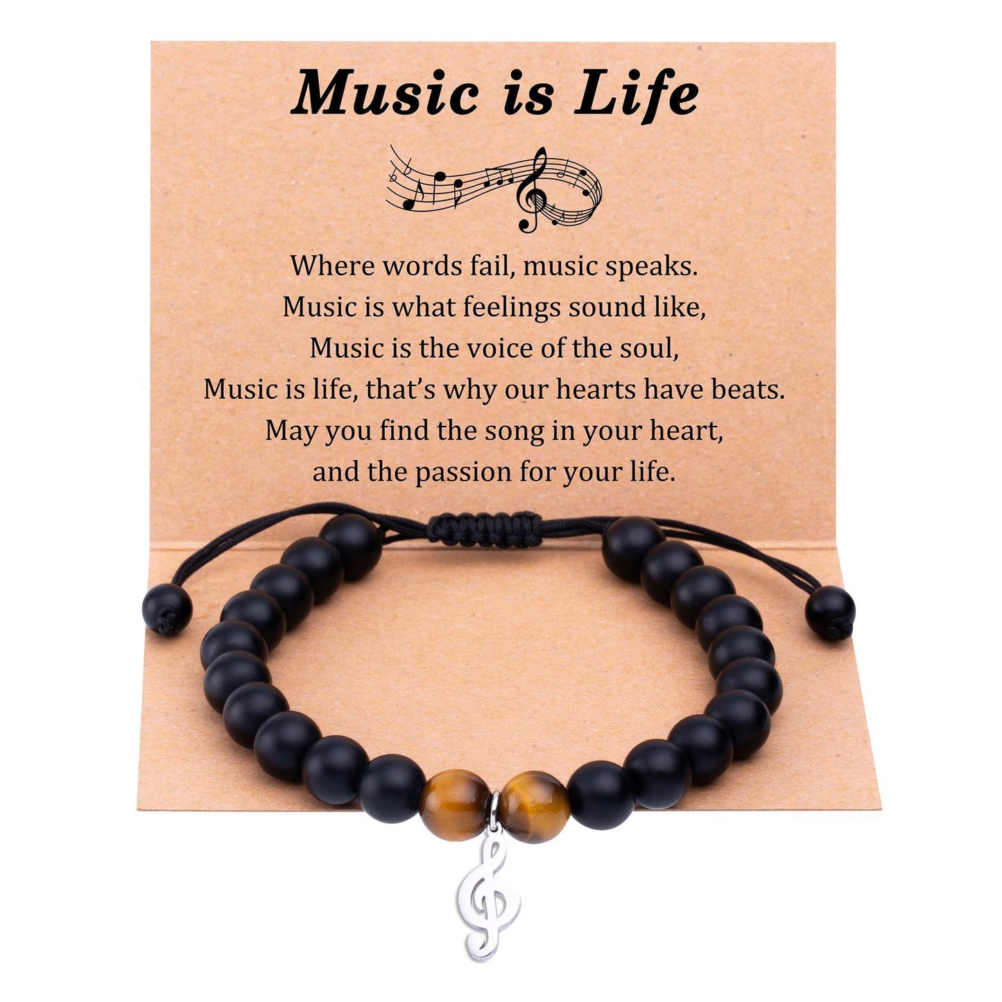 Minimalist Geometric Crystal Bracelet with Music Note Charm Unisex Handmade Jewelry