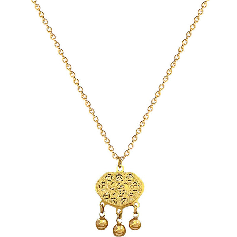 Collar con colgante minimalista de acero de titanio geométrico Lucky Lock para mujer, cadena de clavícula chapada en oro, moda para la oficina