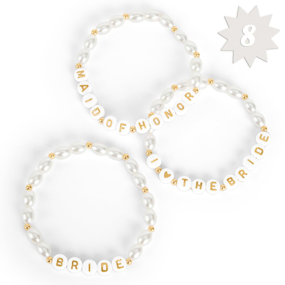 Minimalist Pink Pearl Letter Bead Bracelet Set for Women Wedding Party Jewelry