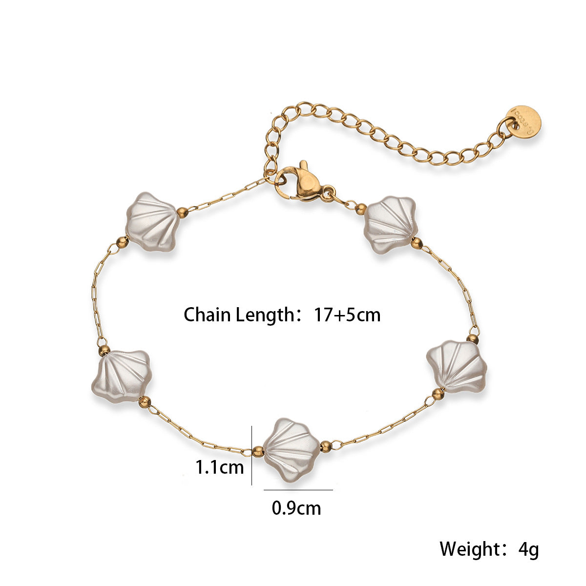 Minimalist Elegant Star Geometric Stainless Steel Plated Bracelet with Shell Pearl Irregular Design for Women