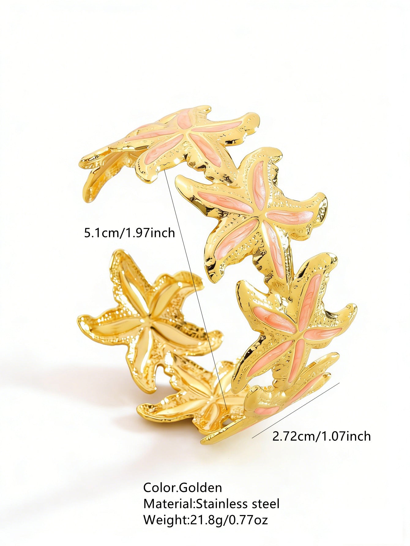 Elegante Pulsera Abierta de Lujo Floral con Esmalte de Aceite de Acero Inoxidable y Titanio con Cereza
