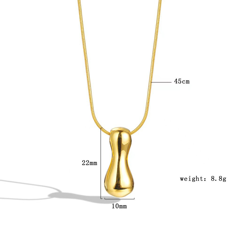 Luxury Balloon Bubble-Shaped Letter Necklace in Titanium Steel with Gold Plating, Snake Chain, Unisex Alphabet Pendant Jewelry