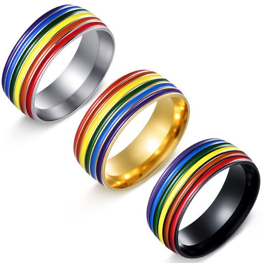 Geometric Drip Oil Stainless Steel Ring Unisex