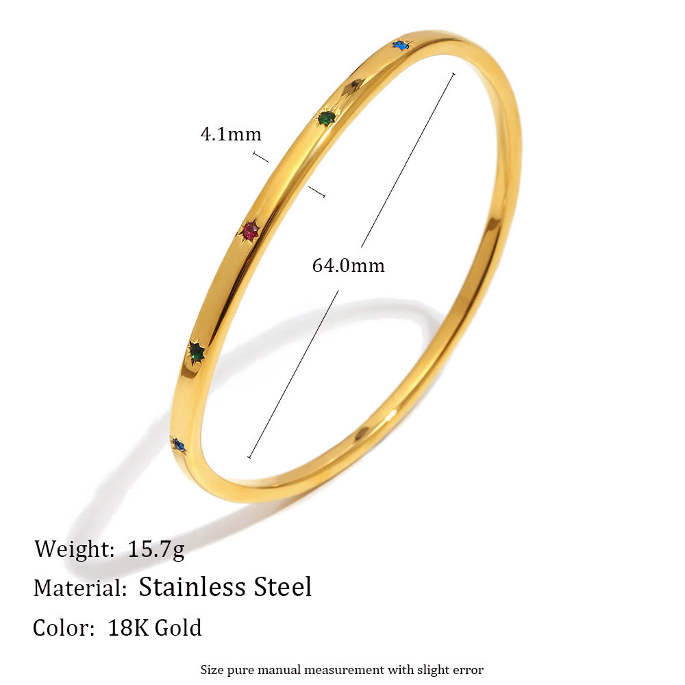 Minimalist Elegant 18K Gold Plated Stainless Steel Star Geometric Curve Bangle for Women
