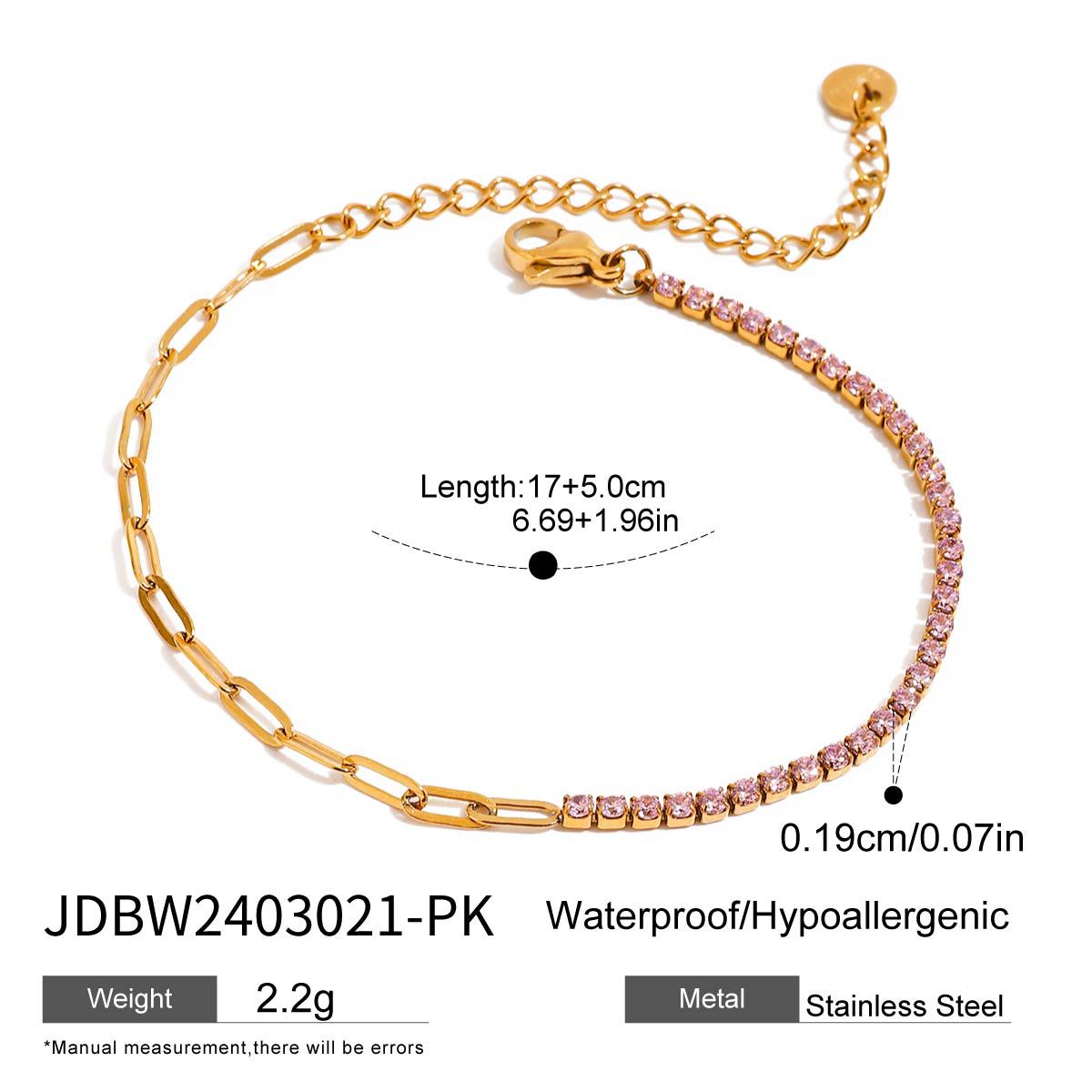 Luxury Elegant Heart Star Titanium Steel Cubic Zirconia Bracelet Plated