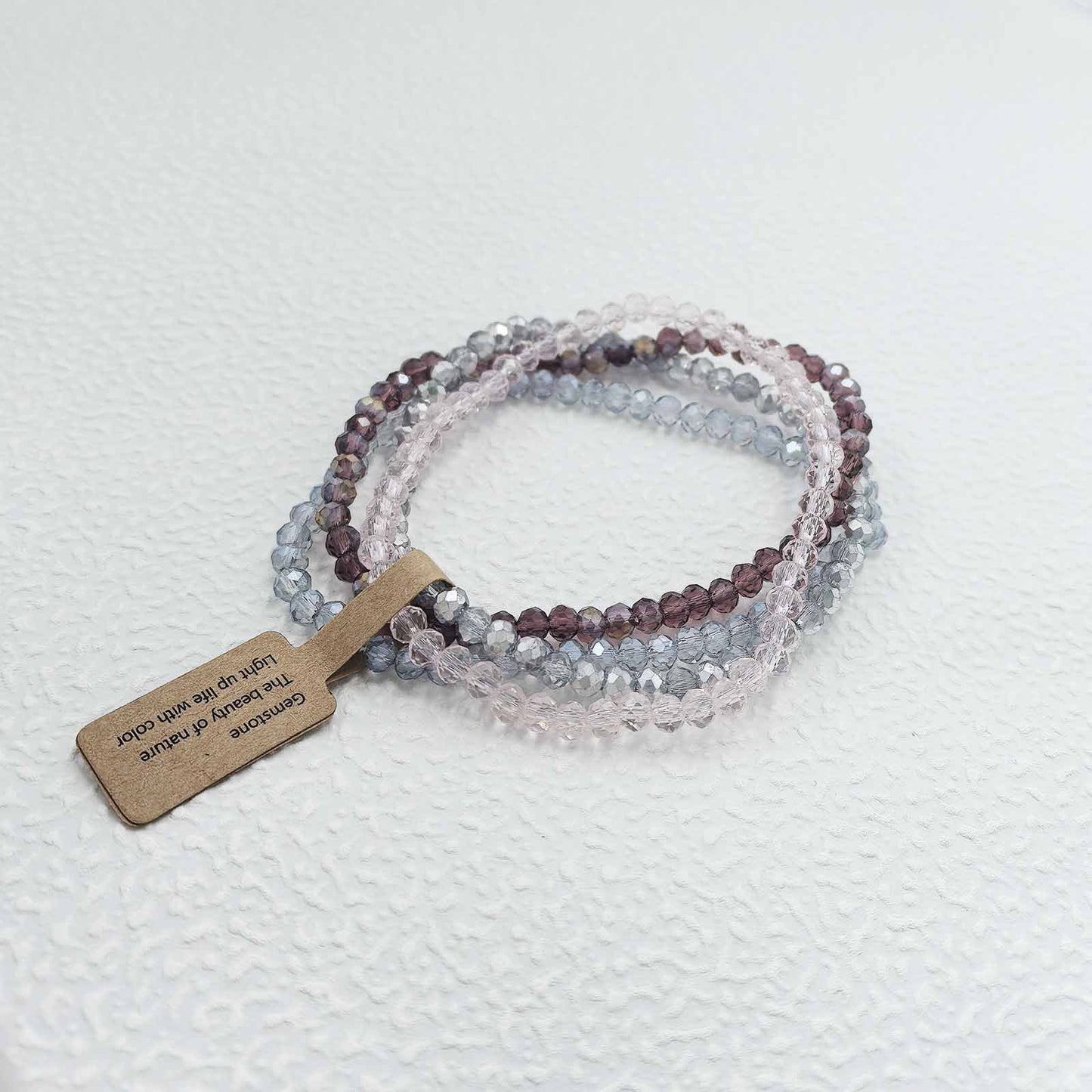 Casual Geometric Faceted Crystal Beaded Stretch Bracelet Set for Unisex