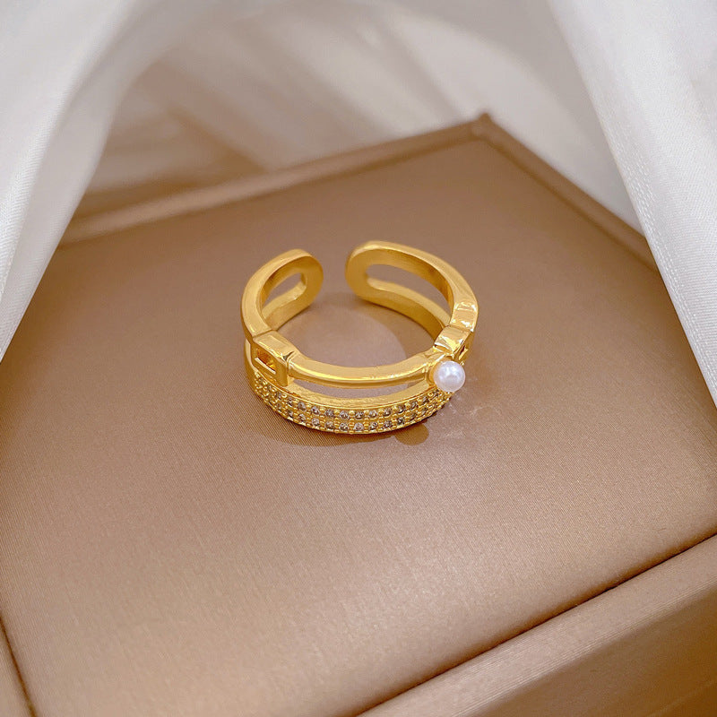 Anello in Ottone Placcato Oro a Forma di Corona in Stile Fumetto con Fascia Aperta Regolabile da Donna