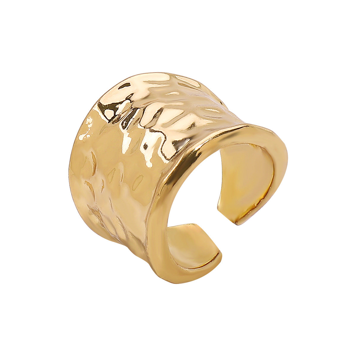Anillo Abierto Irregular Geométrico de Aleación con Acabado Galvanizado para Mujer