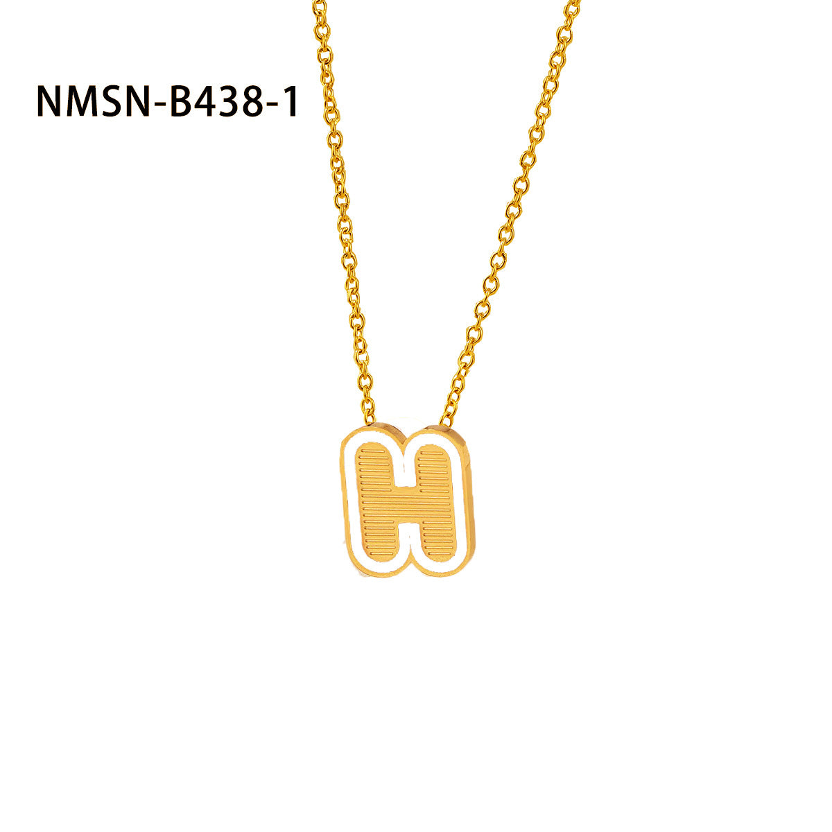 Collana con pendente a forma di lettera minimalista in acciaio inossidabile placcato oro 18 carati e dettagli in smalto da donna