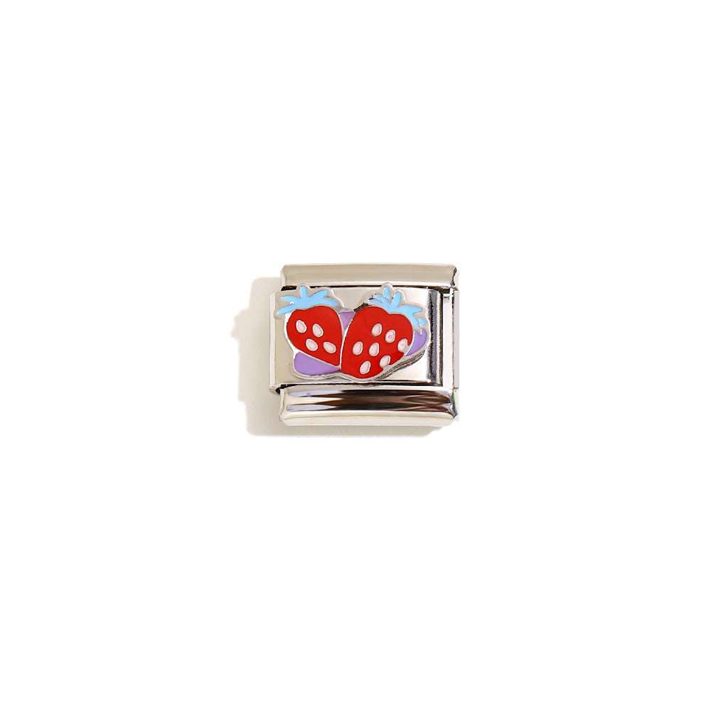 Elegant 18K Gold Plated Drip Oil Square Stainless Steel Charm Bar for Women