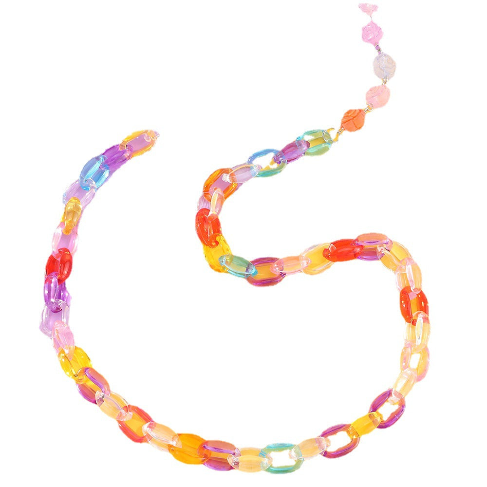 Catenella Acrilica Colorata con Bottoni Automatici per Occhiali da Bambino con Design Antiscivolo, Accessorio Multi-uso Estivo per Mascherina e Occhiali