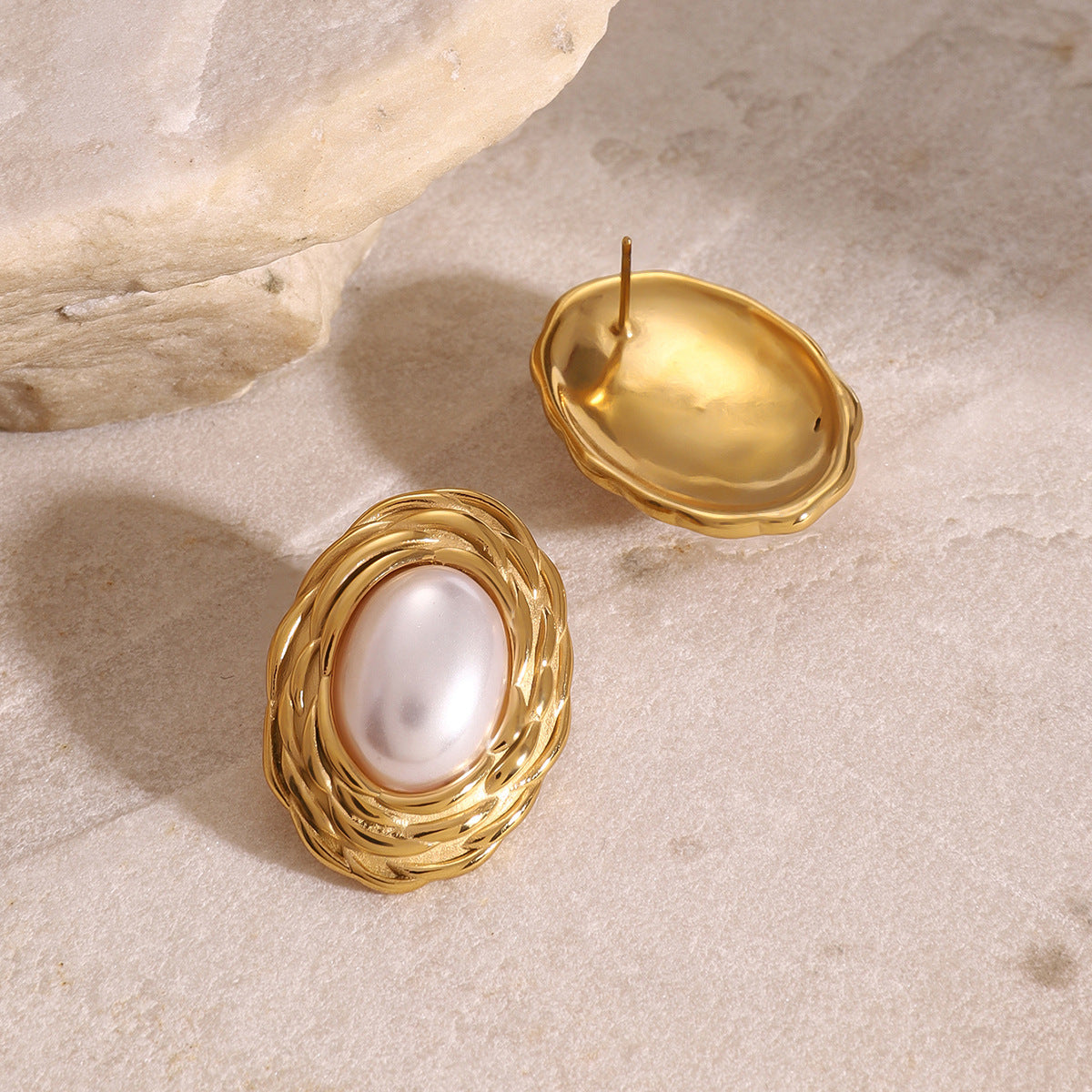 Orecchini a perno geometrici minimalisti vintage in acciaio inossidabile con finitura galvanica per donna