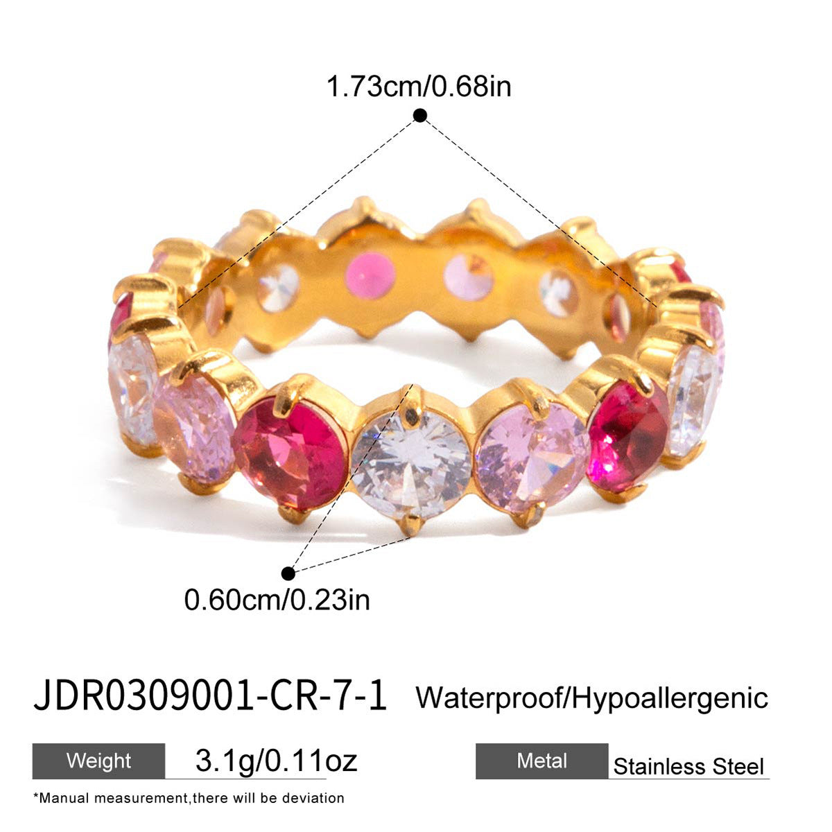 Anillo Minimalista Geométrico de Acero de Titanio con Incrustaciones de Zirconia para Mujer, Banda Hipoalergénica de Acero Inoxidable, Acabado Chapado