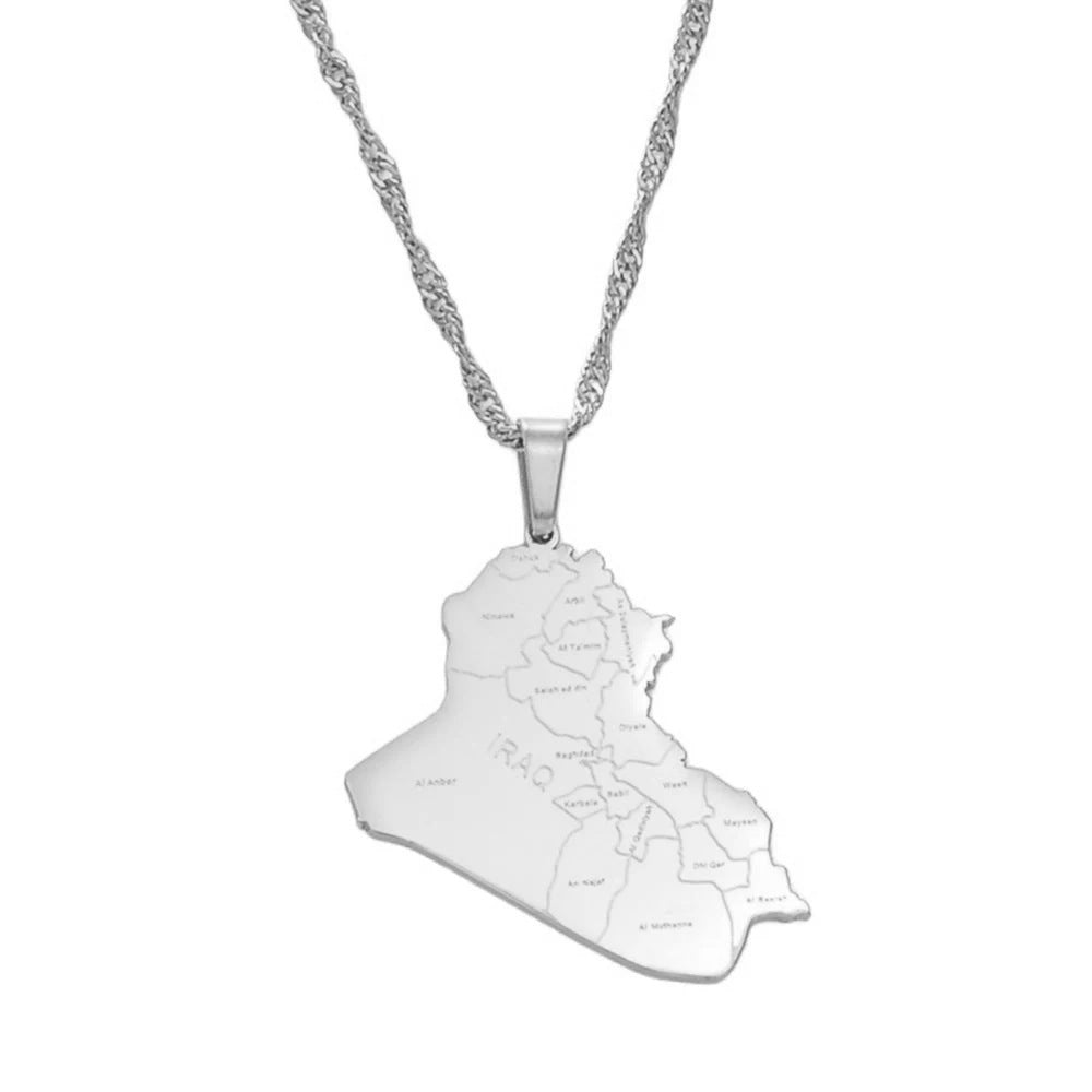 Minimalist Map City Pendant Necklace for Unisex in Stainless Steel with Titanium Steel Charm and Electroplated Finish